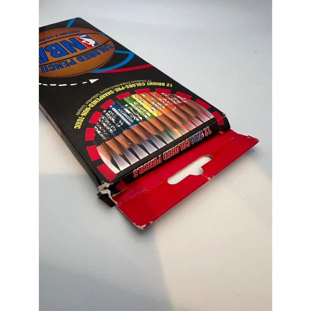 VTG Pentech NBA Colored Pencils‎ 12 CT Open Box 1996 Basketball Arts & Crafts